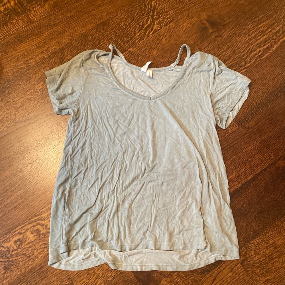 Sage Green Tee with Slit Collar